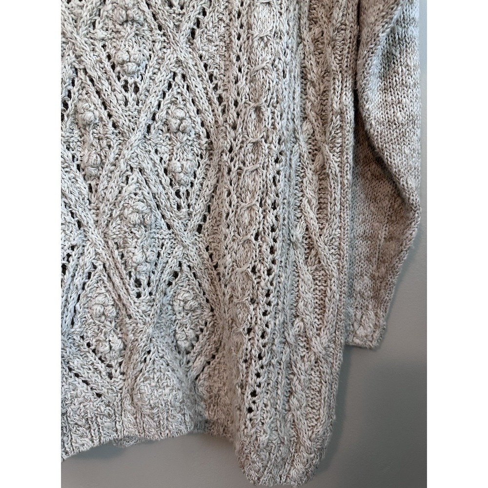 Vintage‎ 100% Ramie/Cotton Knotted Crochet Oatmeal Sweater 3/4 Sleeve Size SMALL - Picture 2 of 16